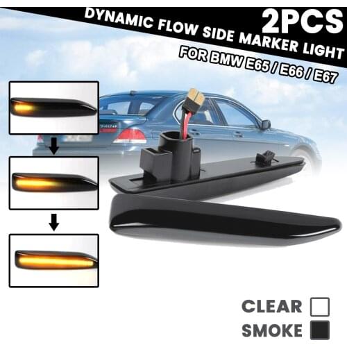 For BMW 7 Series E65 E66 E67 E68 2x Flowing LED Side Marker Lights Dynamic Turn Signal Light Side Repeater Lamp Panel Lamp