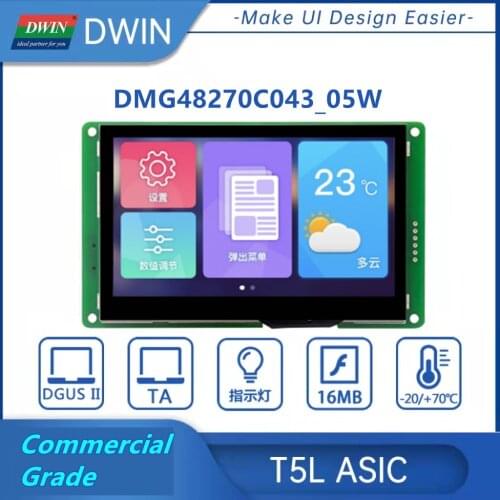 DWIN 4.3 inch Touch Screen Smart UART Serial TFT LCD Module 480*270 HMI LCD Display DMT48270M043_02W
