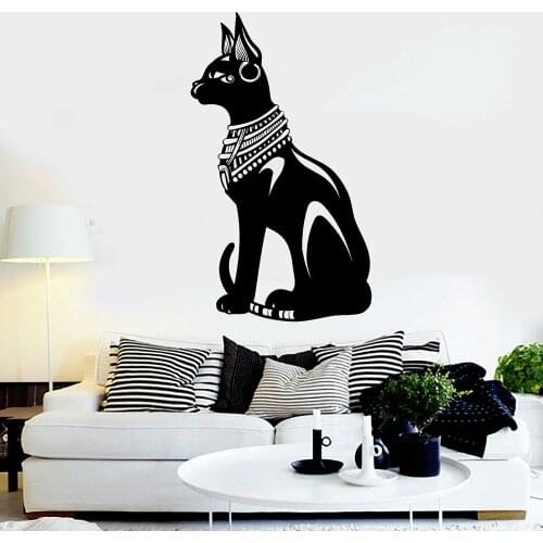 Egyptian Cat Vinyl Wall Decal Bastet Ancient Egypt Vintage Wall Sticker Home Decoration Accessories For Living Room Bedroom Y879