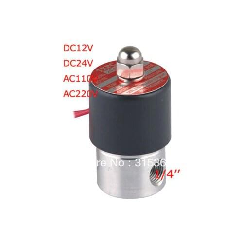 Free Shipping 1/4'' Stainless Steel Water Electric Solenoid Valve FKM 2S025-08 DC12V,DC24V,AC110V or AC220V