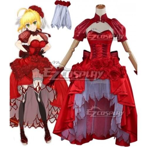 Fate Grand Order FGO Saber Caster Nero Claudius Rose Dress Party Girls Evening Ball Dress Halloween Cosplay Costume E001
