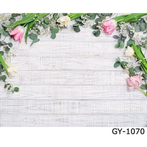 Wood Board Flower Petal Frame Photocall Dolls Photo Booth Studio Photography Background Rustic White Wood Plank Photo Backdrop