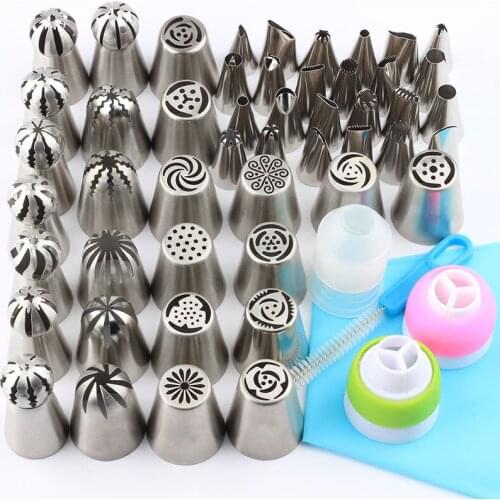 52Pcs/Set Russian Big Size Rose Pastry Tips Ball Sphere Stainless Steel Icing Piping Nozzles Dessert Baking Kitchen Gadgets