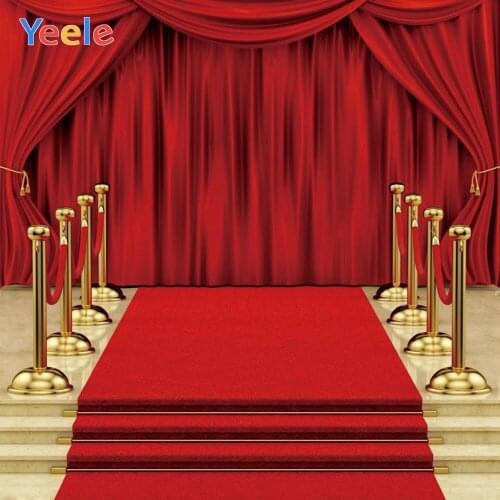 Red Curtain Carpet Stage Baby Birthday Party Backdrop Vinyl Photography Background For Photo Studio Photophone Photozone Prop