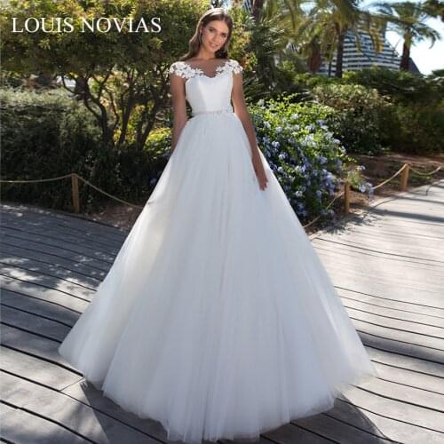 Louis Novias New Design A-Line Light Wedding Dress Sashes Appliques Embroidered Organza and Tulle Wedding Gowns Vestido De Noiva