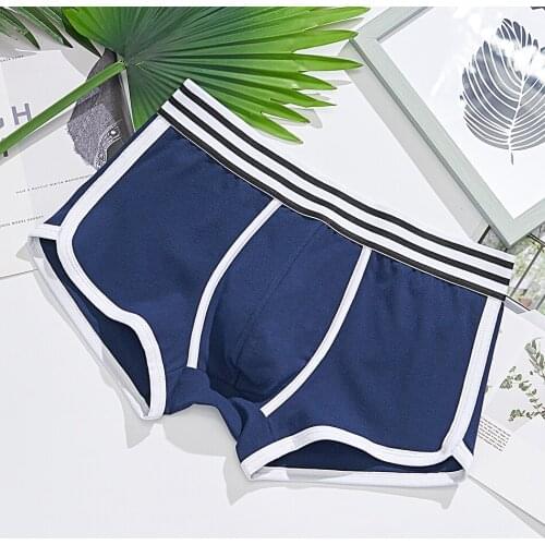 Pure Cotton Mens Underwear Korean Youth Sexy Low Waist Boxer Pants Simple And Comfortable Wide Belt Large Size Fashion Pants