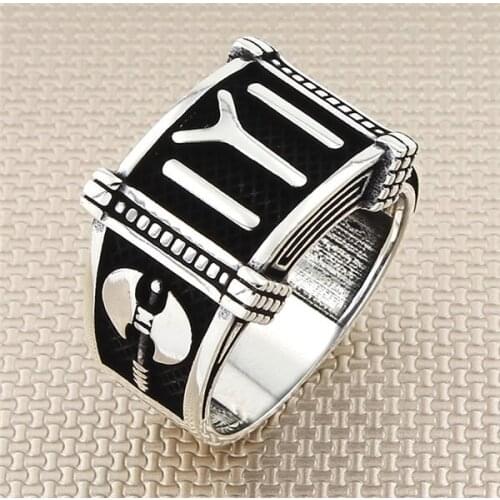 IYI ax Silver Ring Men Silver Ring Made In Turkey Solid 925 Sterling Silver