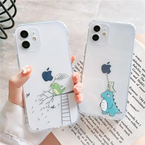 Cartoon Dinosaur Animal Phone Case For iPhone 11 12 Pro Max XS Max XR X 7 8 Plus 12 Pro 11 Soft Silicone Transparent Back Cover
