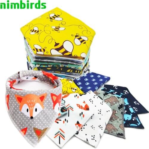 Reusable Washable Cotton Baby Bibs Burp Cloth Print Arrow Wave Triangle Baby Bibs Cotton Adjustable Baby Meal Bib Infant Bibs