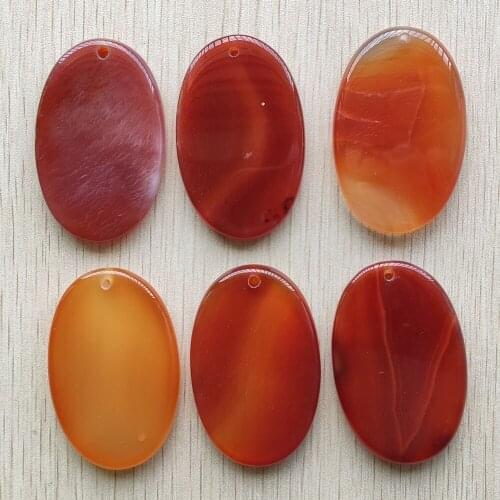 Wholesale 6pcs/lot 2020 New Fashion good quality natural red onyx oval shape pendants for jewelry making free shipping