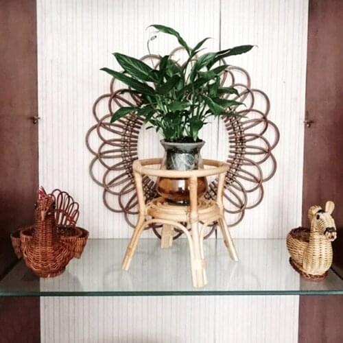 Natural Rattan Plant Stand Rack Indoor Flower Pot Holder Garden Vine Trellis Nordic Shelf Home Garden Balcony Decor