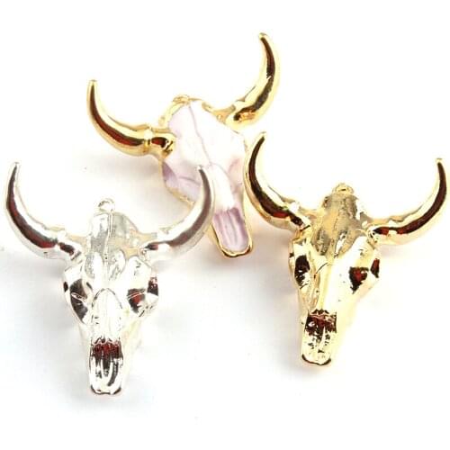 Fashion Cow Head Pendant With 3 Color Decoration for Jewelry Charms