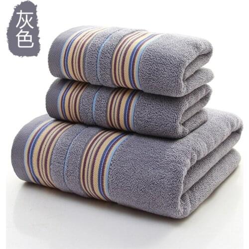 2019 New Bathroom Towels 3-Pieces Cotton Towel Set Bathroom Thicker Stripe Absorbent Bath Towel Face Towels Beach Gifts 60YJ014