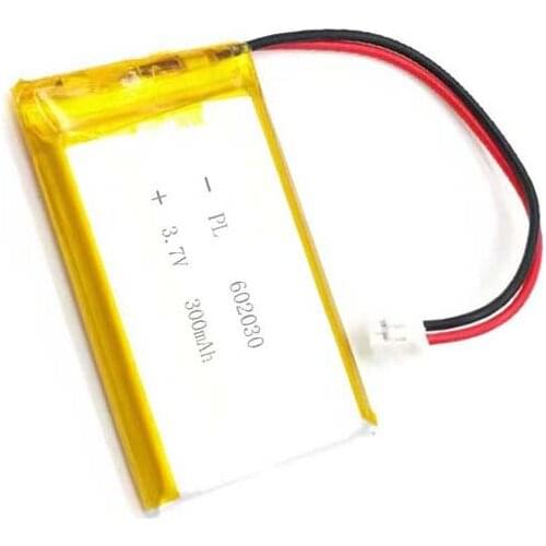 MSDS Verified 3.7V 300mAh 602030 Li Lithium Polymer ion Battery with 2.0mm JST Connector