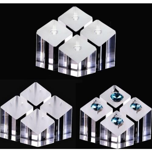 4Pcs/Set Clear Acrylic Jewelry Holder Ornaments Show Rack Rings Earrings Pendant Display Stand Photography Props