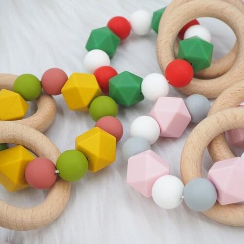 Chenkai 5PCS Silicone Pacifier Ring BPA Free Food Grade Chewable Pacifier Pendant For Infant Nursing Necklace Accessories