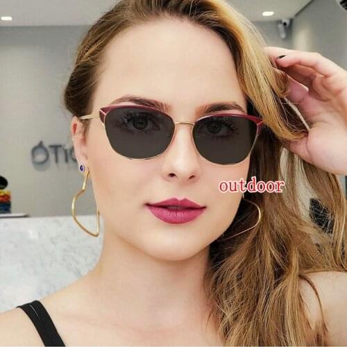 MINCL / brand design metal frame cat Bifocal Reading Sun Glasses Women Presbyopia Reading Sunglasses Diopter with box NX