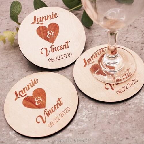 Rustic Wedding Party Favors Personalized Coasters