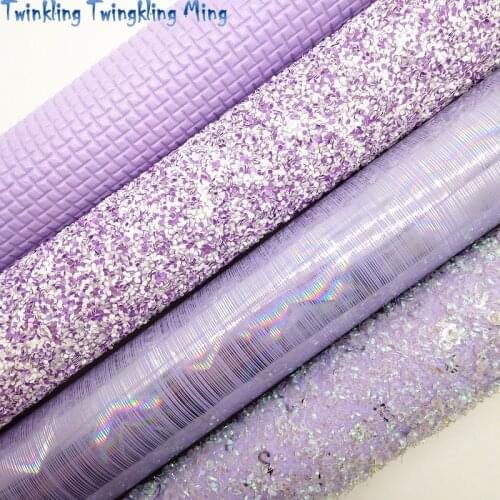Light Purple Chunky Glitter Leather, Iridescent Synthetic Leather, Plaids Faux Fabric For Bow A4 21x29CM Twinkling Ming KM047