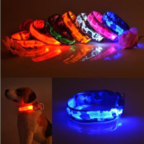 LED Camouflage dog Collar Luminous Night Safety Light-up Flashing Glowing Dog Collar In The Dark Mascotas Pet Puppy Dog Collars