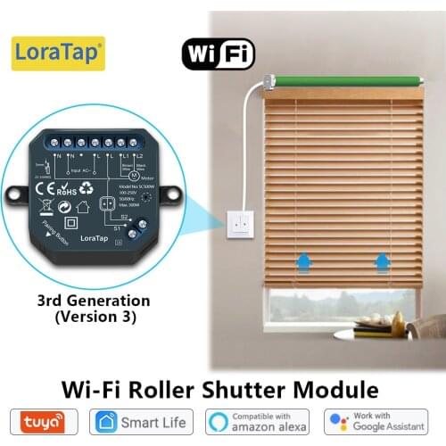 Tuya Smart WiFi Curtain Switch Module for Roller Shutter Window Blinds App Remote Control Percentage Google Home Alexa DIY