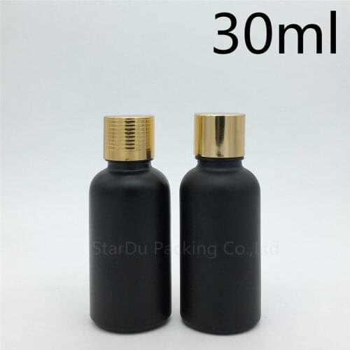 High-quality 30ML Black Frosted Glass Bottle Vials Essential Oil Bottle Perfume bottles Aluminum cover plug 30cc 240pcs/lot
