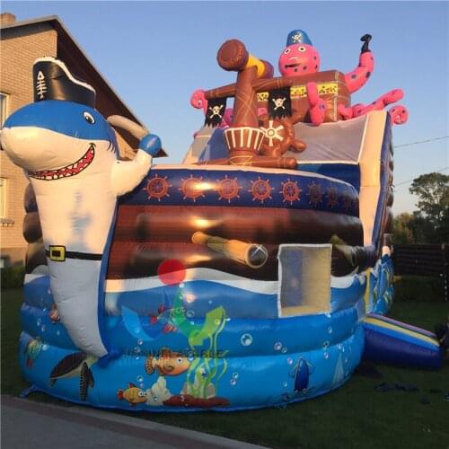 High Quality 9*4m Inflatable Pirate Ship Kids Slide,Outdoor Children Playground Inflatable Dry Slide