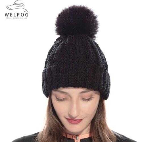 Женские шапки с помпонами WELROG China At AliExpress