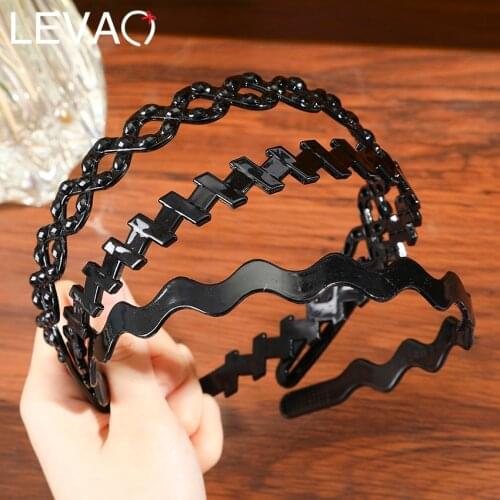 Levao Solid Color Headband For Women Black Hairband Non-slip Tooth Makeup Washing Tool Hair Accessories Headwear