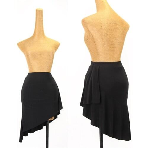 Latin Dance Practice Skirt Women Adult Training Clothes Irregular Black Skirt Rumba Tango Samba Cha Cha Dance Clothing DQL5764