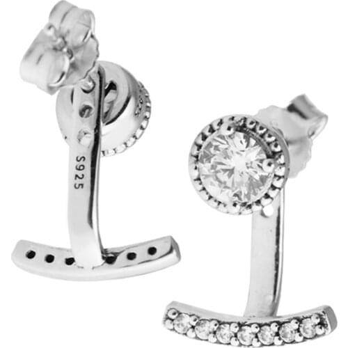 Abstract Elegance Clear CZ Stud Earrings for Women Crystal 925 Sterling Silver Earrings Jewelry Women Earrings for Wedding Gifts