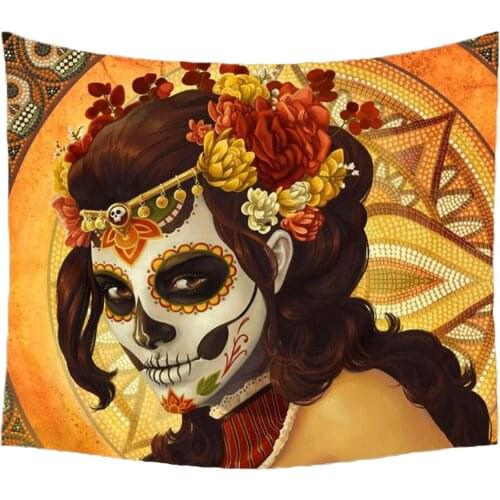 Day of The Dead Sugar Skull Women Anime Wall Hanging Tapestry