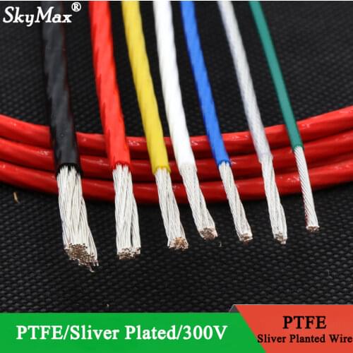 1/5M 10/11/13/14/15/18/20/22/24/26/28/30 AWG Silver Plated PTFE Wire High Purity OFC Copper Cable For 3D Printer DIY