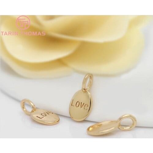 10PCS 6x12MM 24K Champagne Gold Color Plated Brass Oval Love Charms Pendants High Quality Diy Jewelry Accessories