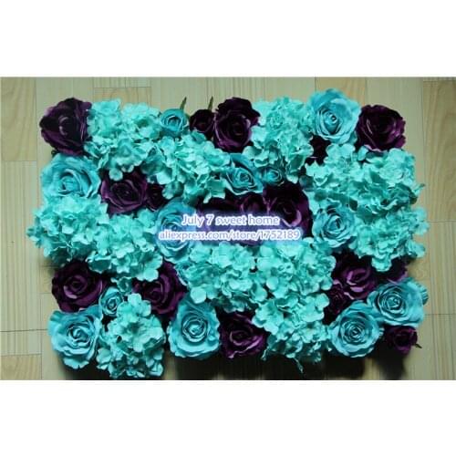 10pcs/lot Artificial dark purple tiffany blue silk rose flower wall wedding background lawn/pillar road lead market decoration