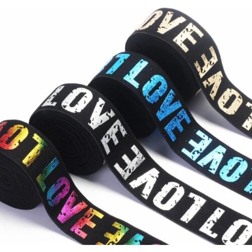 2/3/4cm Elastic Band Printing LOVE Rubber Webbing Classic Pattern Letter Love Elastic Belt for Clothing Trousers Sewing Supplies
