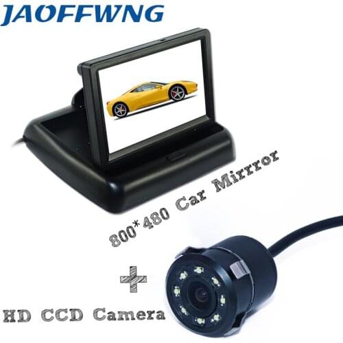 4.3" HD LCD foldable car reversing monitor +8 led lights higest night vision car reserve camera with parking line universal