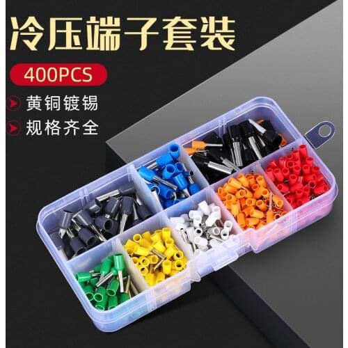 400PCS Box-Packed Tubular Various Styles electrical Wire Cable Connector Terminal Tube Insulating Terminal Set for 0.5mm2-6mm2 A