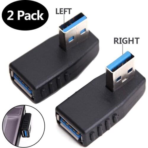 USB 3.0 Adapter 90 Degree Male to Female Coupler Connector Plug Left Angle and Right Angle