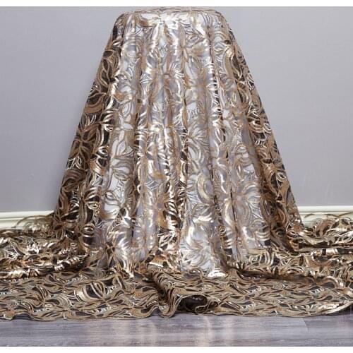 African Lace Fabric 2021 High Quality Lace New French Tulle Mesh Sequins Embroidery 5 Yards Sewing Dersses For Women Party A2573