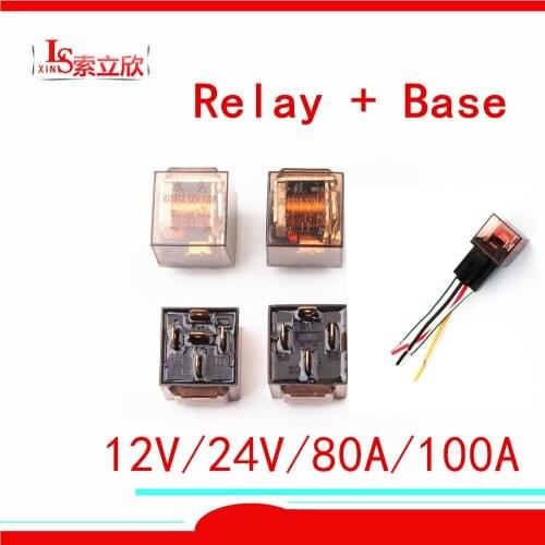 2PCS/LOT Automobile Horn Relay JD1912 12VDC 24VDC 80A 100A High Current Universal Waterproof 4PIN/ 5PIN Relay + Base