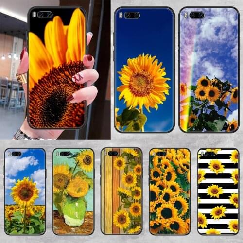 Flower Sunflower Phone case For Xiaomi Mi Max Note 3 A2 A3 8 9 9T 10 Lite Pro Ultra black fashion Etui pretty waterproof soft