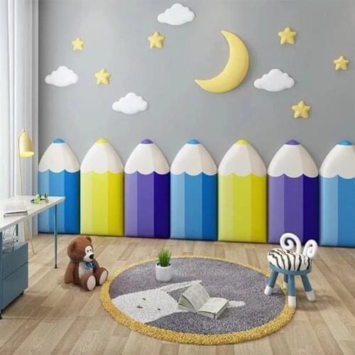 Baby Room Head Board Anti-collision 3D Wall Sticker Decor Aesthetic Kids Bedroom Headboards Tatami Self-adhesive Wallpaper Mural