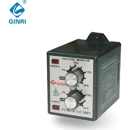 GINRI JVM-A 3 Phase 4 Wire Voltage Monitor Relay Over Under Voltage Phase Failure Sequence Protection Relay Adjustable