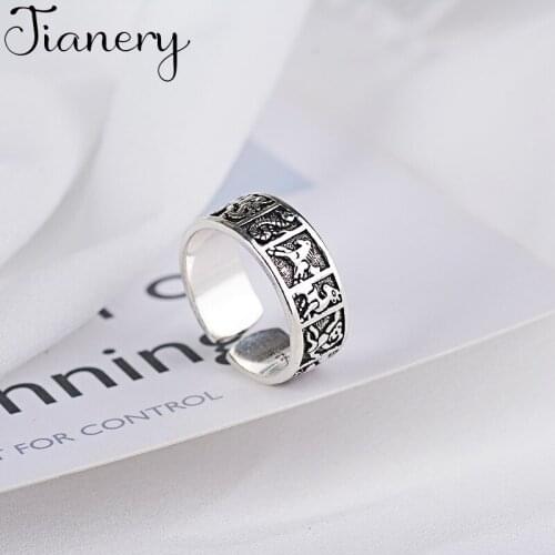 JIANERY Korean Trendy Silver Color Horse Rings For Women Lady Men Antique Rings Jewelry