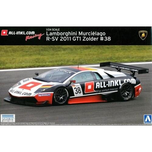1/24 AOSHIMA plastic assembly car model toy Lamborghini 2011 GT1 Zolder adult collection DIY assembly model kit 00718
