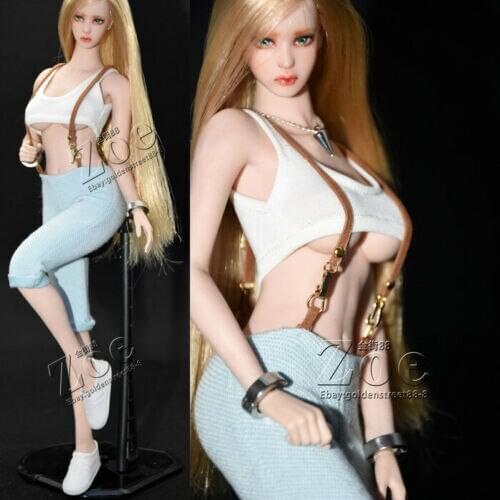 1/6 Female Top Vest Suspender Trousers Clothes Set F 12'' Female Figure Dolls