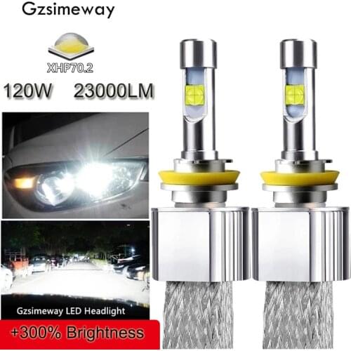 Car H11 LED Headlight Kit H4 H7 H8 H9 9005 HB3 HB4 HIR2 xhp70.2 6000K 120W 23000LM 9004/7 H13 D2H D2S H16 Auto Bulb Fog Lamps