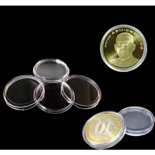 100pcs/set 40mm Commemorative Coin Collection Protection Box Coin Transparent Small Round Box Bit-coin Collection Storage Box