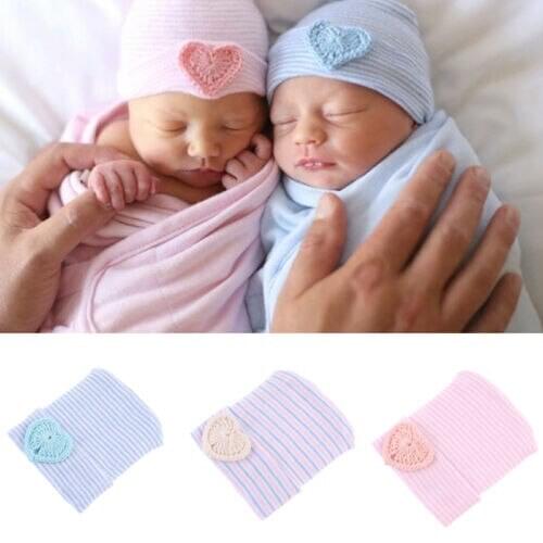 Cute Baby Hat Infant Girl&Boy Comfy Bowknot Striped Hospital Cap Newborn Winter Warm Toddler Beanie Newborn Hat